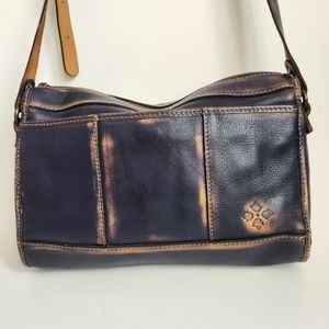 Patricia Nash Purple Dyed Italian Leather Hand Bag Crossbody Shoulder Purse.